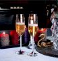 Ритуални чаши за шампанско с кристалчета в столчето, реплика на Сваровски, снимка 3