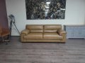 Светло кафяв кожен диван тройка, снимка 7
