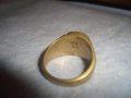 СТАР РЕТРО АРТ ДЕКО РЪЧНО ОРНАМЕНТИРАН ПОЗЛАТЕН ПРЪСТЕН от НЕРЪЖДАЕМА СТОМАНА с ПЕЧАТИ 585 14К 27573, снимка 5