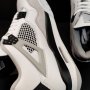 Нови Оригинални Обувки Nike Air Jordan Retro 4 Military White Black Бели Маратонки Кецове Размер 42 , снимка 7