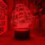 Холограмна 3D LED лампа Ветроходен кораб,RGB Седемцветен Интелигентен Контрол,USB, снимка 4