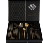 Комплект прибори за хранене в златист цвят от 24 части с луксозен дизайн и магнитна кутия, снимка 5
