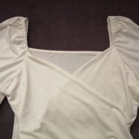 Ново дамско боди с обемни дълги ръкави и сърцевидно деколте в бял цвят р-р S, снимка 7 - Блузи с дълъг ръкав и пуловери - 43544942