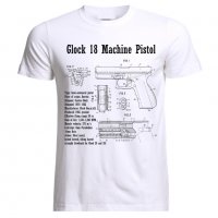 Мъжка Тениска Glock 18 Mashine Pistol Blueprint Patent Handgun Le Pistolet , снимка 2 - Тениски - 28311690