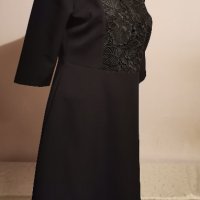 Официална черна рокля с бродерия р-р Л, снимка 7 - Рокли - 32330663