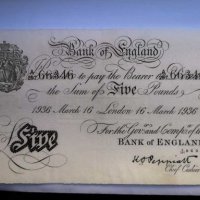 XRARE UK. £ 5 POUNDS 1936 , снимка 2 - Нумизматика и бонистика - 28224371