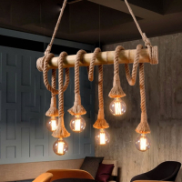 Бамбукова електрическа висяща лампа, креативна декорация, снимка 4 - Декорация за дома - 44894550