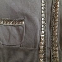 КРАСИВА тънка жилетка в цвят капучино с метални украшения и камъчета , снимка 2 - Жилетки - 38510825