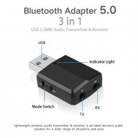 3в1 USB Bluetoooth 5.0 аудио предавател/приемник , снимка 5 - Друга електроника - 26539245