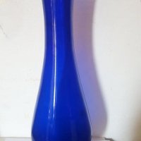 Голяма синя стъклена ваза, снимка 2 - Антикварни и старинни предмети - 33410962