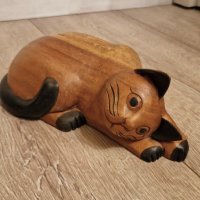 Колекционерска масивна дървена котка, 1980г, снимка 7 - Антикварни и старинни предмети - 43291091