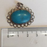 Сребърна висулка със син камък, снимка 2 - Колиета, медальони, синджири - 38523415