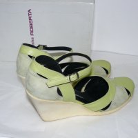 Roberta обувки, платформа 7см, светло зелен естествен велур – 37 номер, 24.5см, снимка 8 - Дамски ежедневни обувки - 28761721
