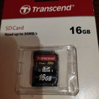 Transcend 16GB Карта с памет до 30 MB/s НОВА, снимка 2 - Чанти, стативи, аксесоари - 39061425