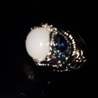 Дамски пръстен със сребърно покритие S925 - млечно бял камък и сини кристали, снимка 9 - Пръстени - 27525342