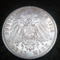 3 марки 1913 година Прусия Германия сребро, снимка 3 - Нумизматика и бонистика - 40398370