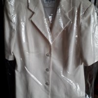 Дамски летен бял костюм къс ръкав от шантунг с подплата, снимка 2 - Костюми - 32874696