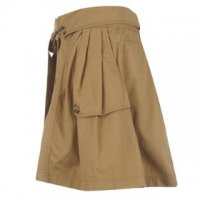 Дамска памучна пола модерна в бежово със странични джобове и големи  копчета отпред , снимка 3 - Поли - 26301787