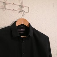 Класическа универсална черна мъжка риза Jak's collection, снимка 1 - Ризи - 43717263