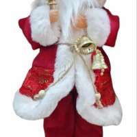 Декоративен Дядо Коледа със светеща факла и камбанки, на батерии, снимка 1 - Декорация за дома - 43489545