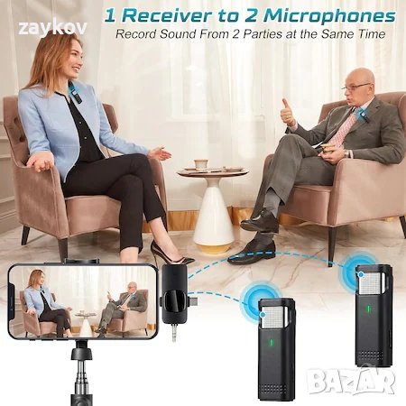  микрофонен комплект  Plug & Play, функция за намаляване на шума, съвместим с Android и IOS, снимка 1