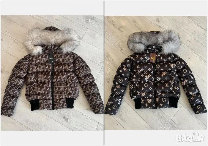 Дамско зимно яке с естествен косъм на качулката Fendi🔝LV- Налични различни цветове Код D1085, снимка 1