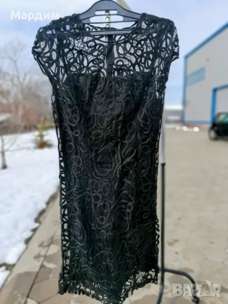 Черна Дантелена фигурална рокля, снимка 1