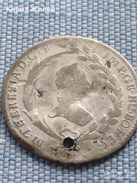 Сребърна монета 10 кройцера 1765г. Мария Терезия Прага Бохемия 61481, снимка 1