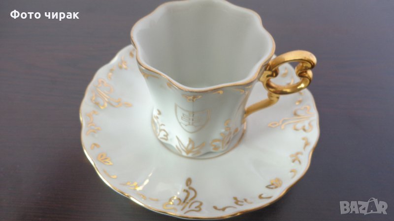 Чашка за еспресо - бохемски порцелан и позлата , снимка 1