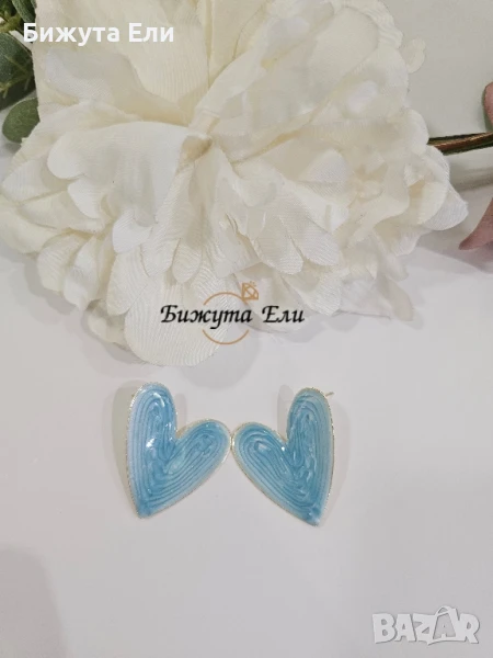 Обеци сини сърца , снимка 1