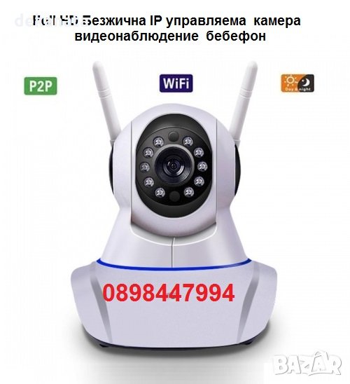 Full HD Безжична Ip управляема camera Wifi Lan видеонаблюдение бебефон, снимка 1