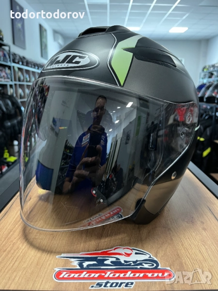 Скутер чопър мото каска HJC IS 22 V.2 ,L 59-60см. вградени очила, снимка 1