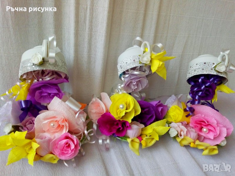 "Летящи чаши"с цветя ,15лв, снимка 1