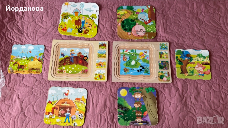 2 бр. пъзели 3 в 1 и дървен пъзел Конче, снимка 1