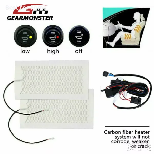 Карбонова система за отопление на 2 автомобилни седалки Garzaar, снимка 1