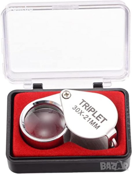 стъклена бижутерска лупа 30 х, 21 мм, сгъваема, снимка 1