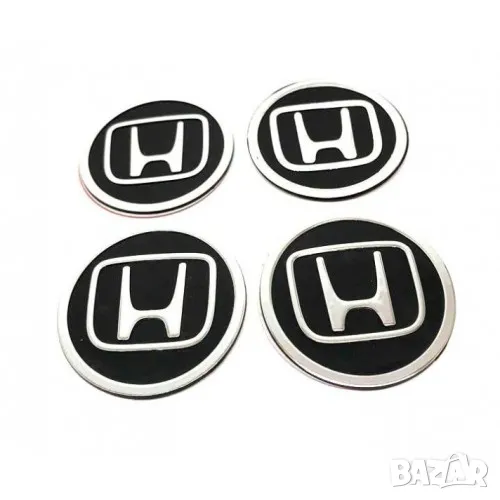 Метални стикери за капачки на джанти или тасове HONDA – 60 мм (Комплект 4 броя), снимка 1