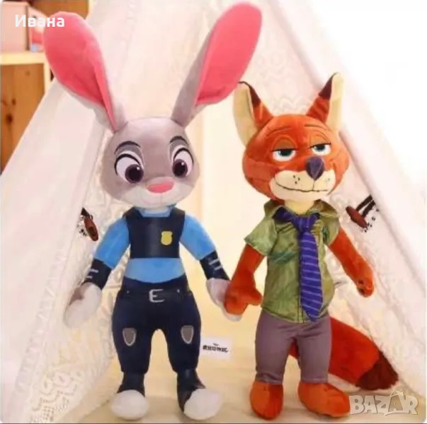 Плюшена играчка Зоотрополис Zootopia Джуди Хопс и Ник Уайлд 42см, снимка 1