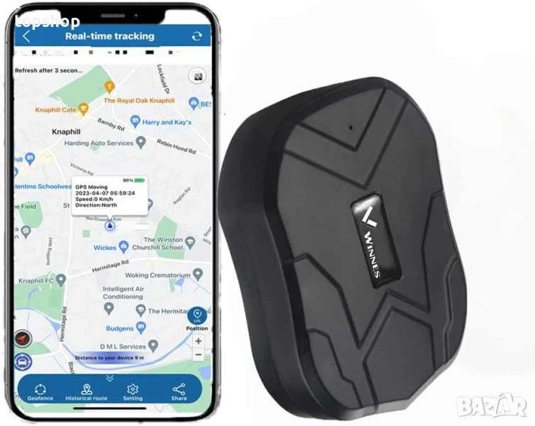 Нов Тракер Techstar TK905 GPS, LBS + GPS местоположение, Микрофон, SIM, 6-месечна история на данните, снимка 1