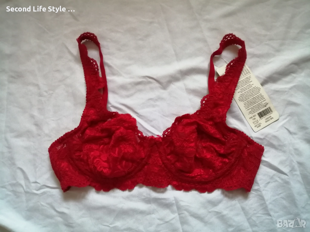 75B нов червен дантелен сутиен , снимка 1