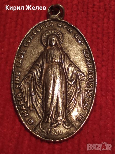 СТАРИННА ПОСРЕБРЕНА РИМОКАТОЛИЧЕСКА РЯДКА НАГРЪДНА ИКОНКА ДВУСТРАННА ИТАЛИЯ 34413, снимка 1