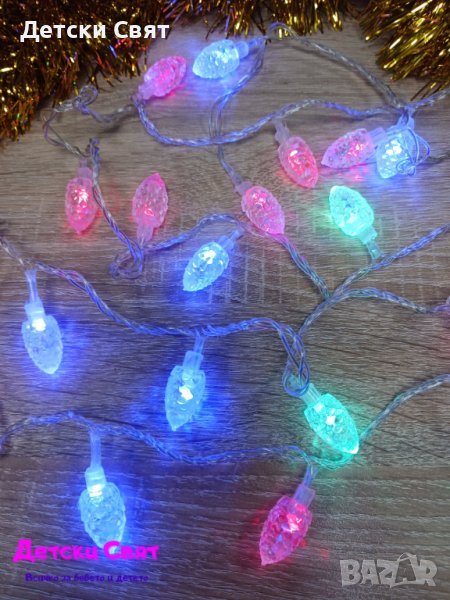 LED Коледни лампички шишарки, цветни, снимка 1