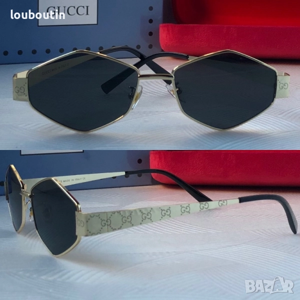 Дамски слънчеви очила Gucci ромб 3 цвята черни сребърни златни , снимка 1