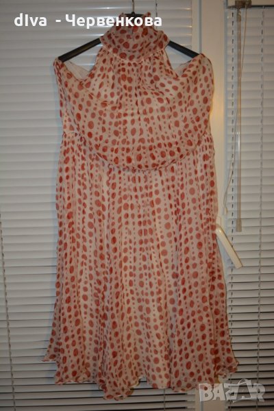 Тюлена рокля цвят шампанско на точки цвят бордо, снимка 1
