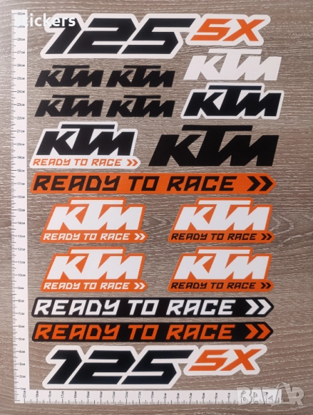 КТМ стикери - 17бр. KTM 125 SX - лист А4, снимка 1