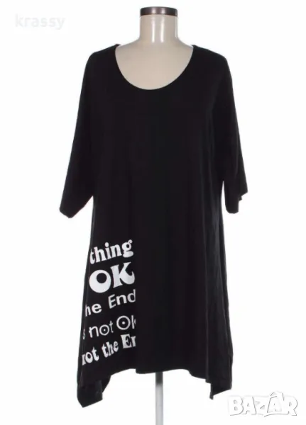 НОВА голяма асиметрична дамска туника с надписи (размер 3ХЛ), снимка 1