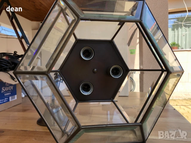 Vintage абажур с три крушки, снимка 5 - Лампи за таван - 51423395