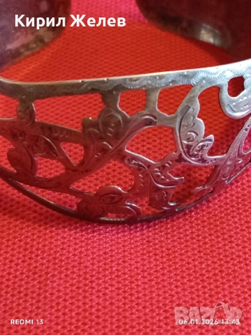 Винтидж сребърна гривна филигранен дизайн стил Кубачи СССР ювелирна изработка 52491, снимка 3 - Гривни - 53005782