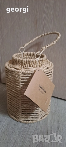 плетен свещник с дръжка 