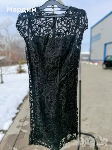 Черна Дантелена фигурална рокля, снимка 1